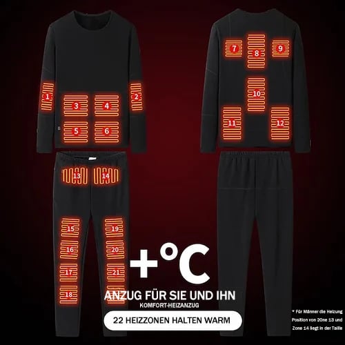 22 Areas Winter Thermal Fleece USB Electric Heating Suit