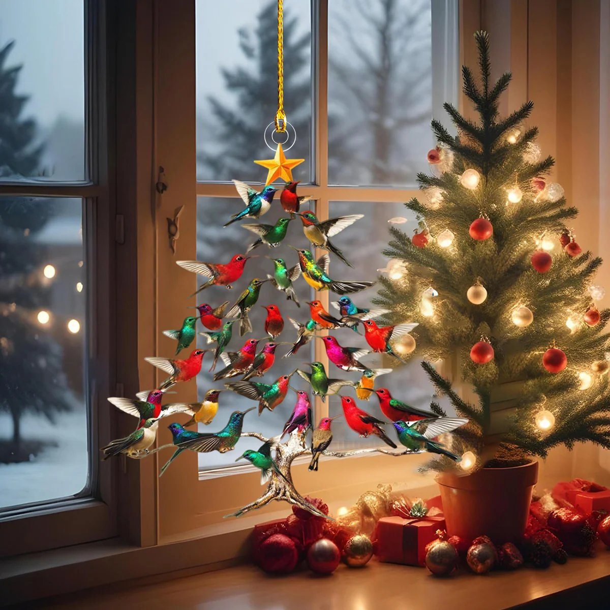 🔥🐦🎄Hummingbird Christmas 2D Acrylic Ornament
