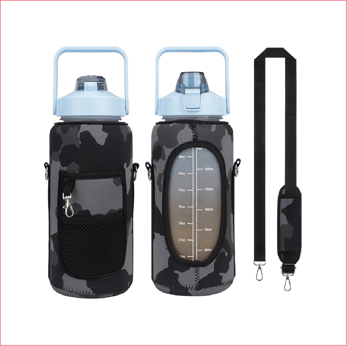 2L Large Capacity Water Bottle with Holder Bag