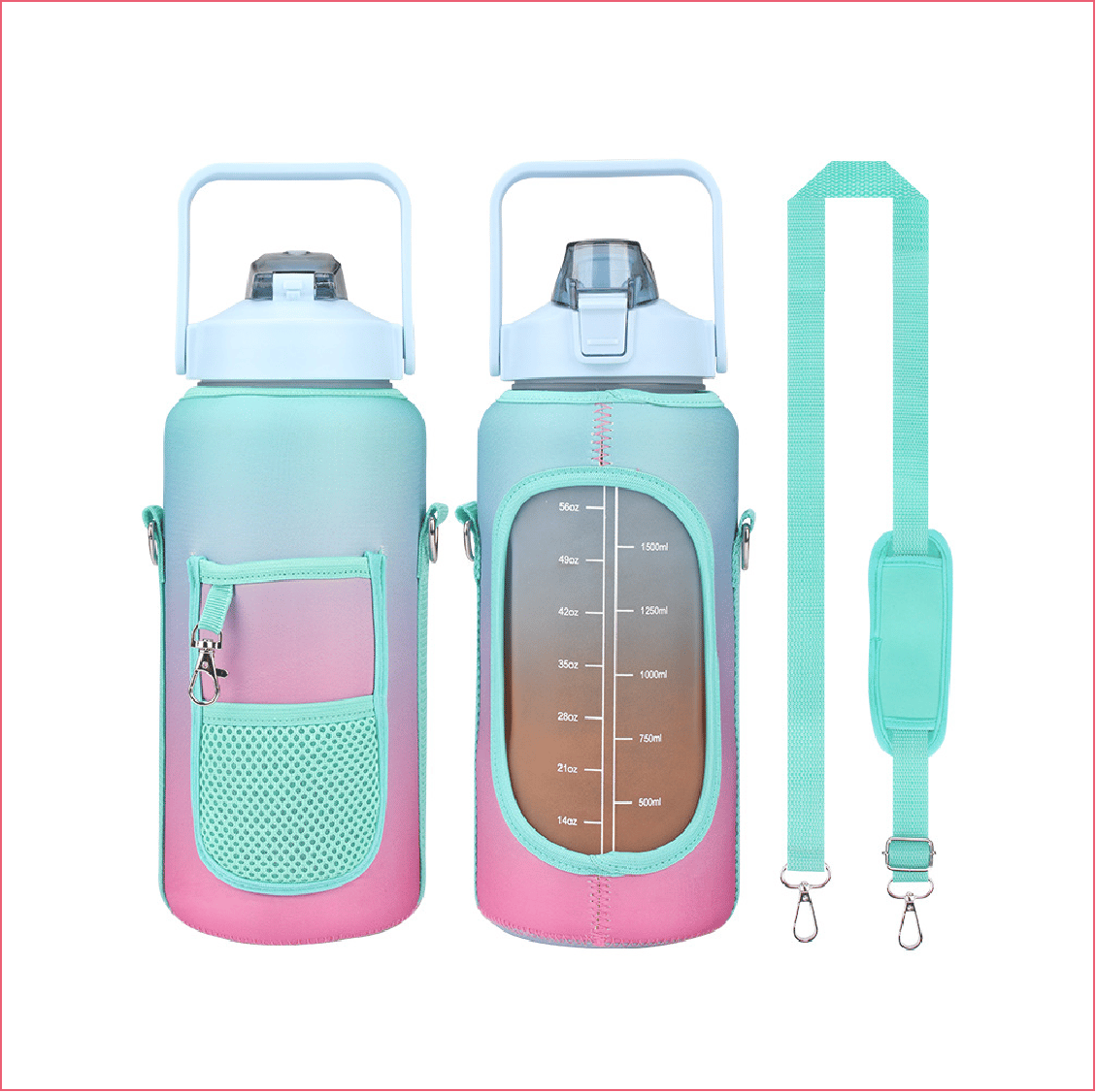 2L Large Capacity Water Bottle with Holder Bag