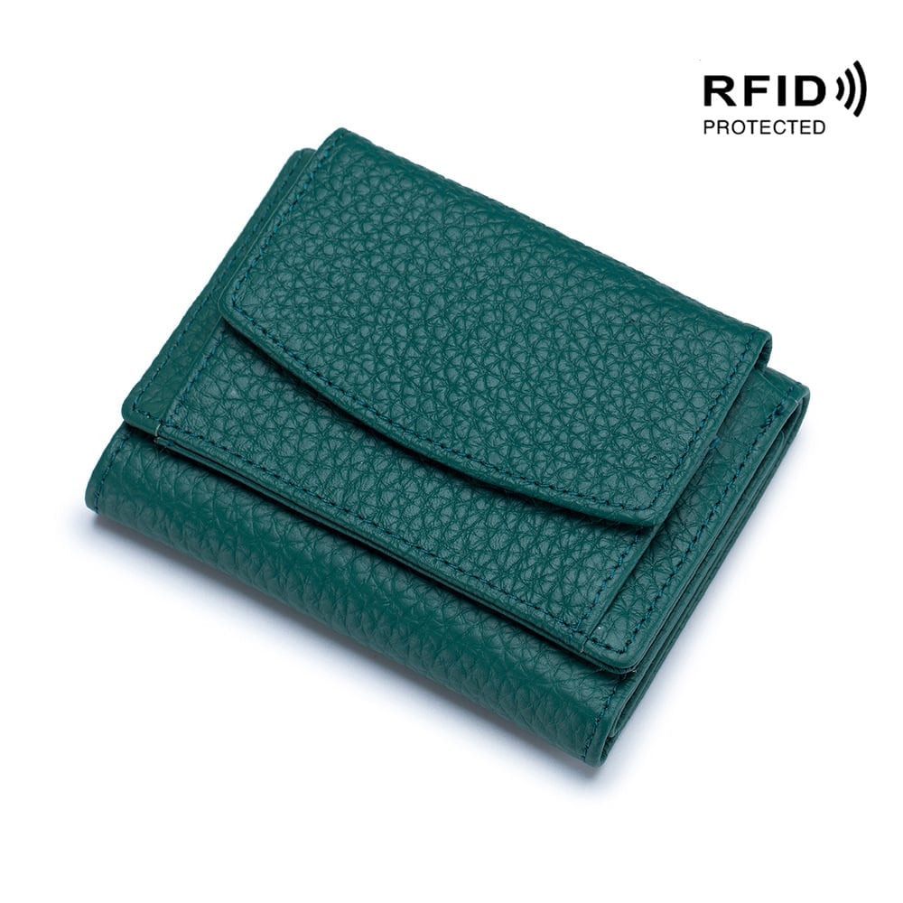 2023 New Genuine Leather RFID Blocking Card Holder Organizer Pocket Mini Wallet