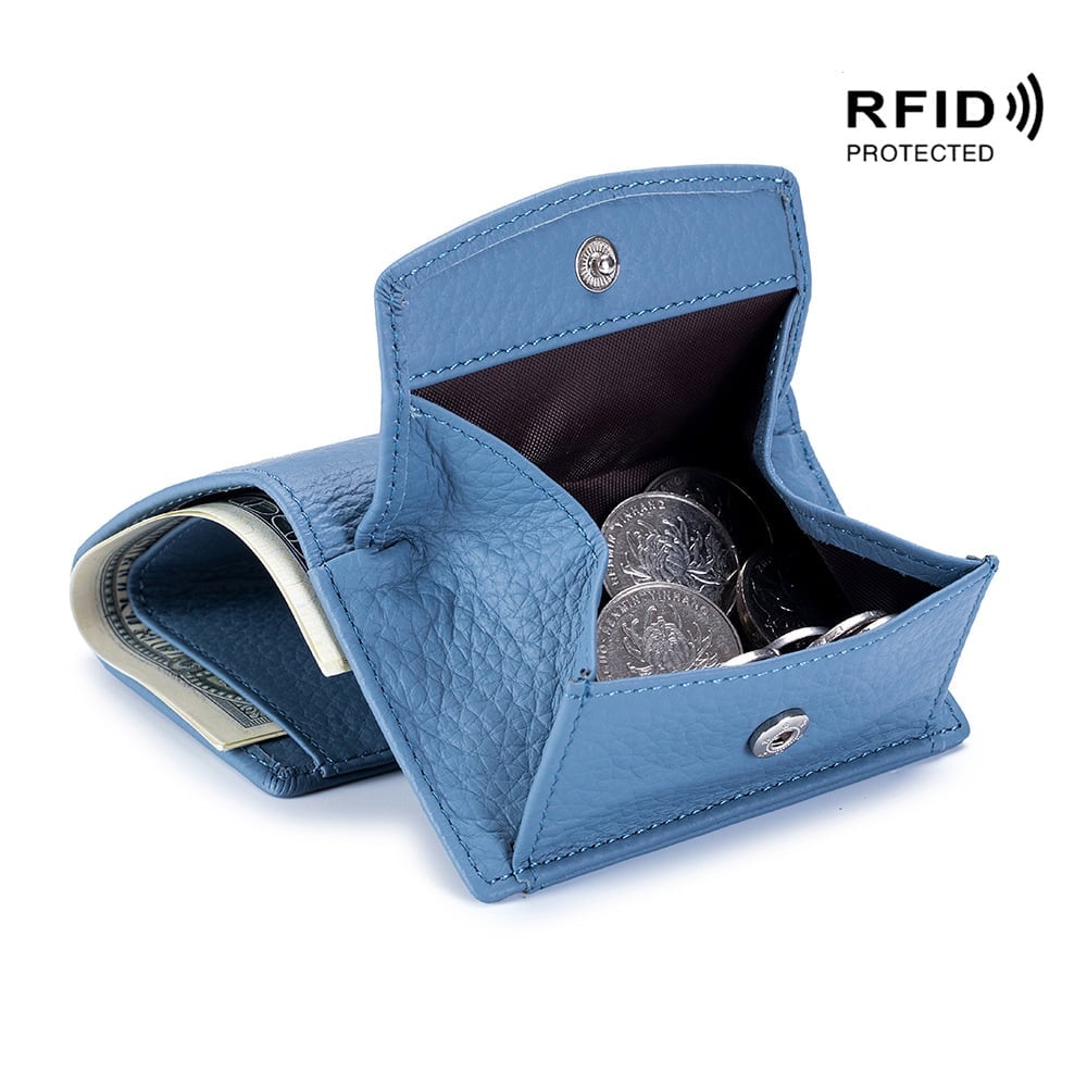 2023 New Genuine Leather RFID Blocking Card Holder Organizer Pocket Mini Wallet
