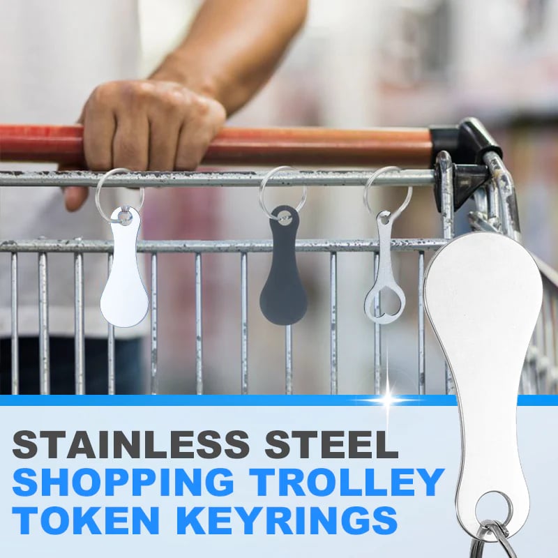 2 Pieces Stainless Steel Shopping Trolley Token Keyrings