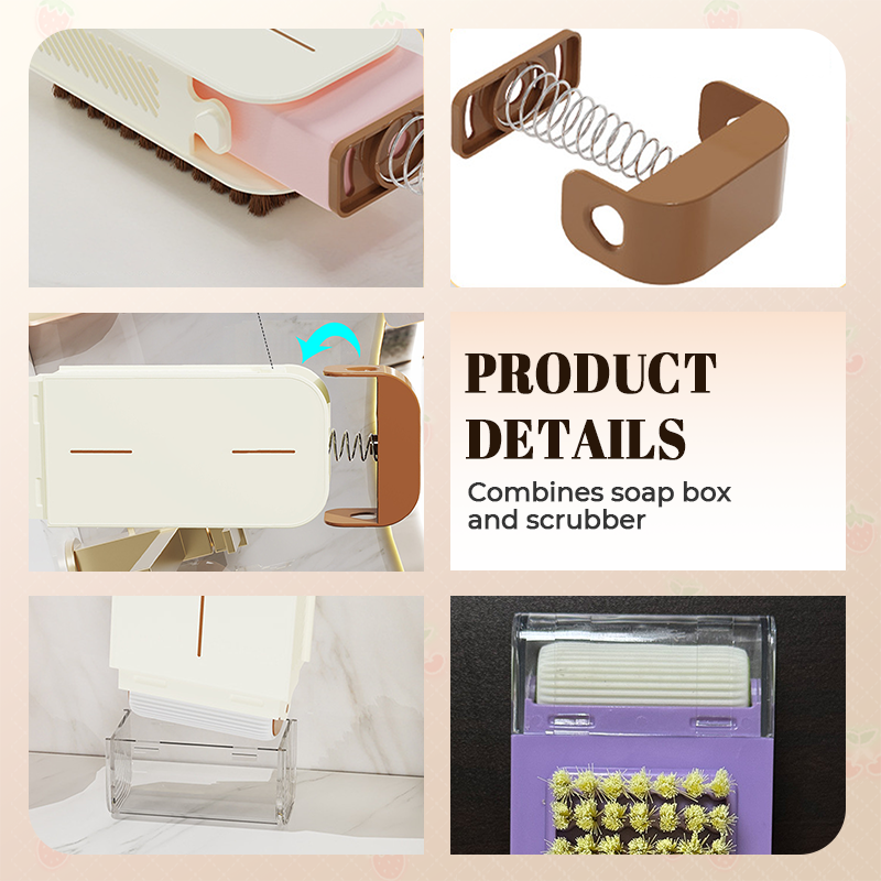 Multifunctional Soap Box Scrubber & Storage Dispenser
