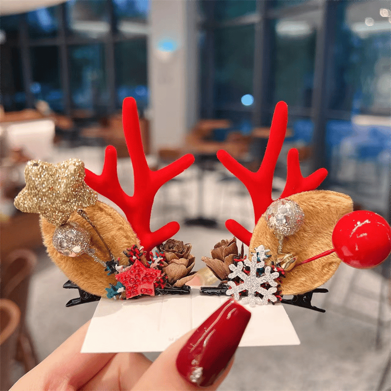 (🎁Christmas Hot Sale- 48% OFF🎁) Reindeer Antlers Xmas Hair Clip