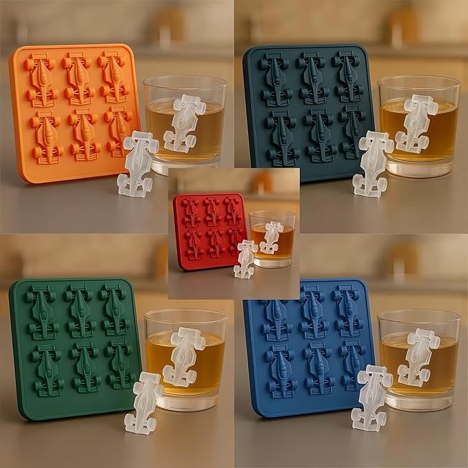 🔥🏎️🧊F1 Ice Mold, 6-Cavity 3D Formula Racing Car Ice Mold for Whiskey